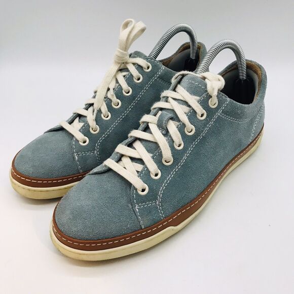 Allen Edmonds Porter Sneakers Men's 7D Blue Suede Lace Up Low Top Designer Shoes - Picture 3 of 11